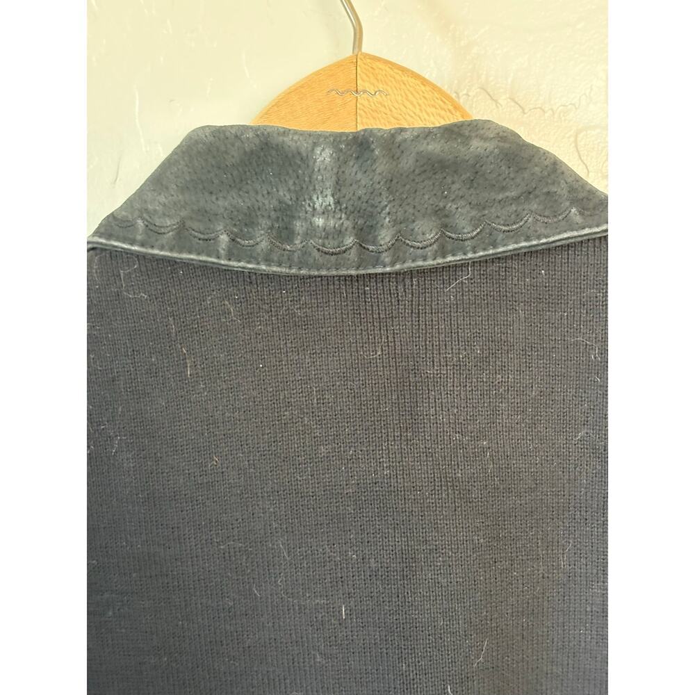 Vtg Willi Smith Suede Western Vest Black Embroidered Snap Front Boho Witchy M - Picture 2 of 7